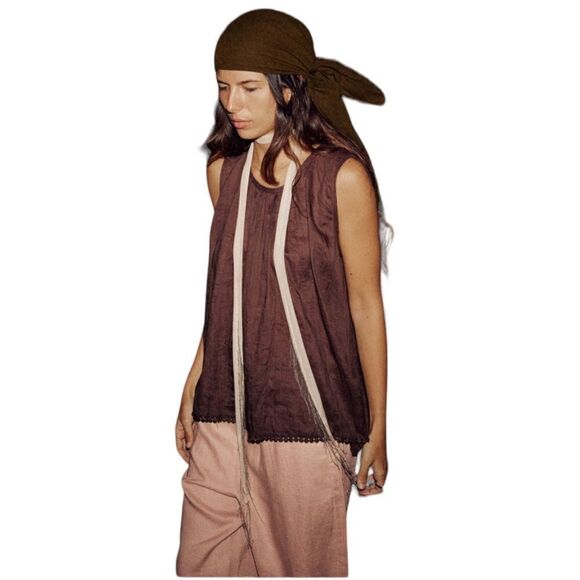 ZARA | Brown | RAMIE PASSEMENTERIE BLOUSE - Picture 8 of 14